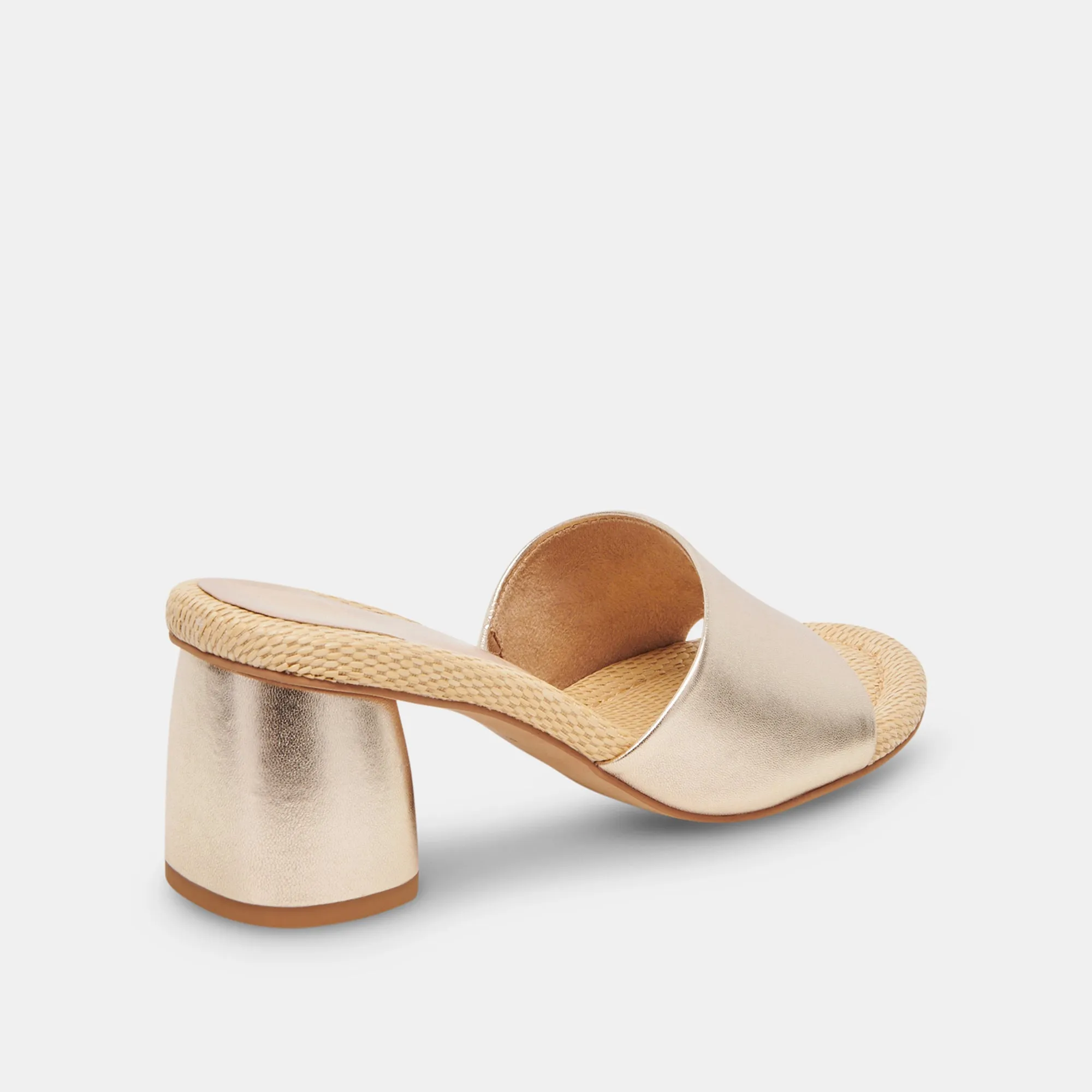 MINNY RAFFIA HEELS ROSE GOLD LEATHER