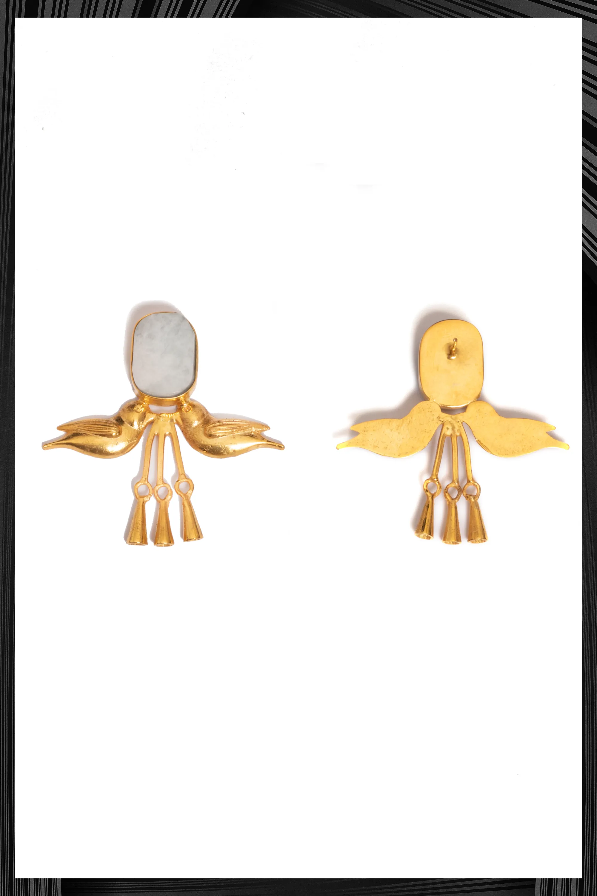 Morganite Gold Bird Earrings | Free Delivery - Quick Shipping