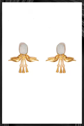 Morganite Gold Bird Earrings | Free Delivery - Quick Shipping