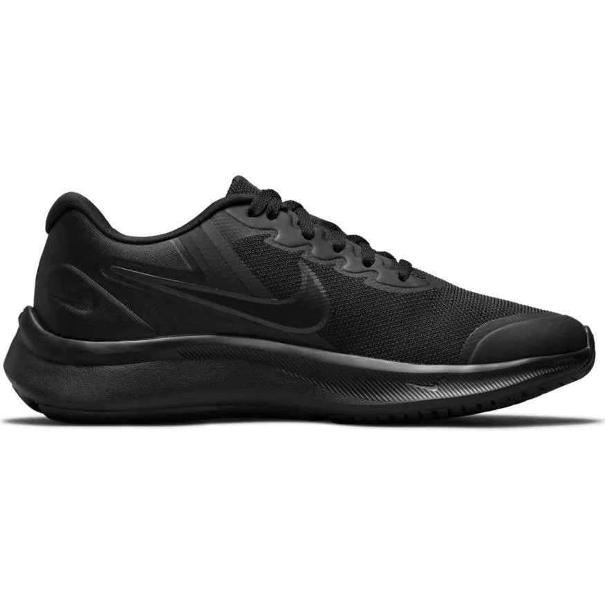 NIKE JUNIOR STAR RUNNER 3 TRIPLE BLACK ROAD RUNNING SHOE