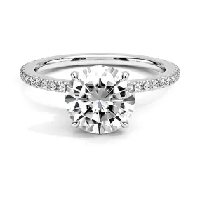 Petite Round Cut Engagement Ring With Hidden Halo