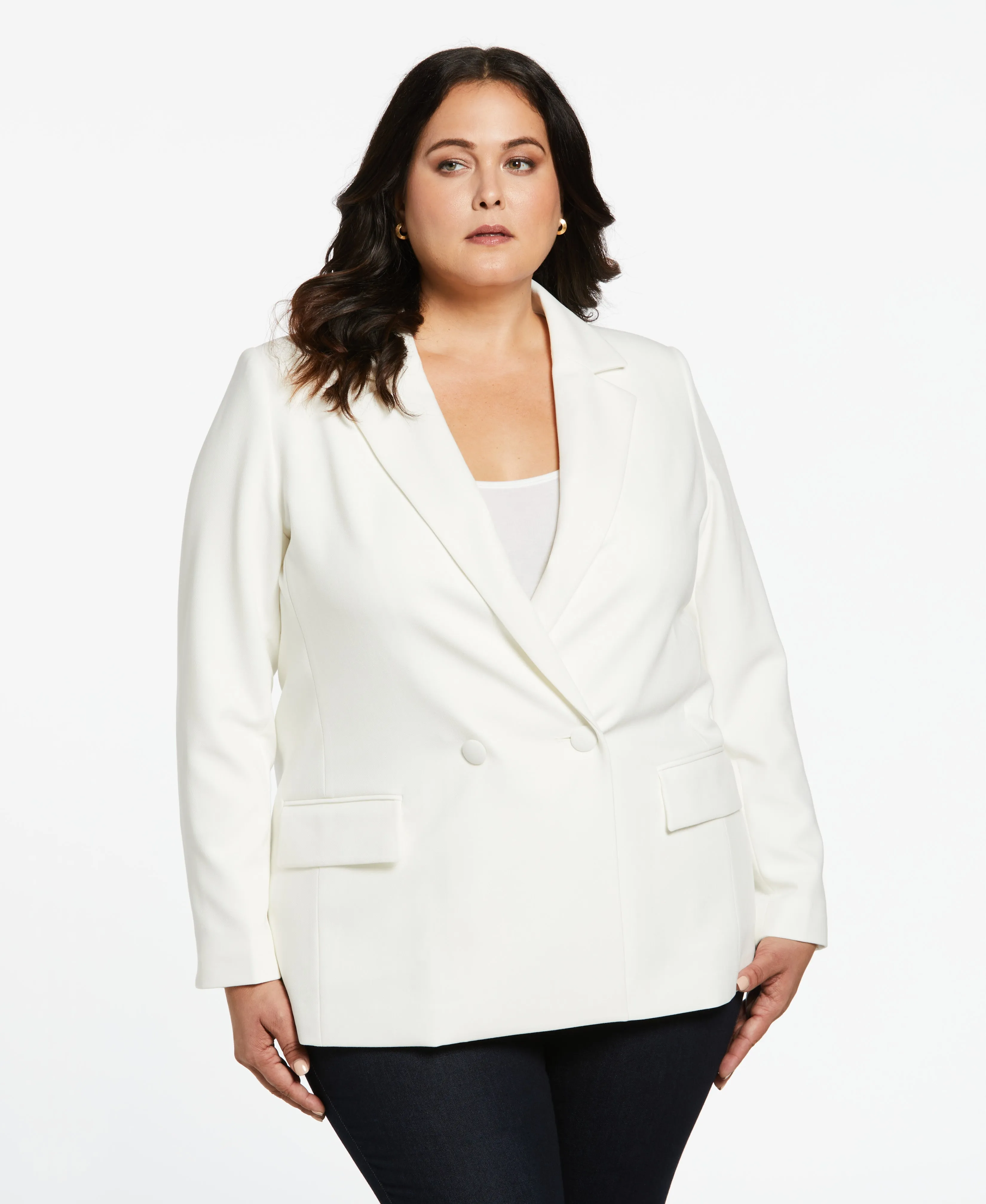 Plus Size Double Breasted Gabardine Blazer