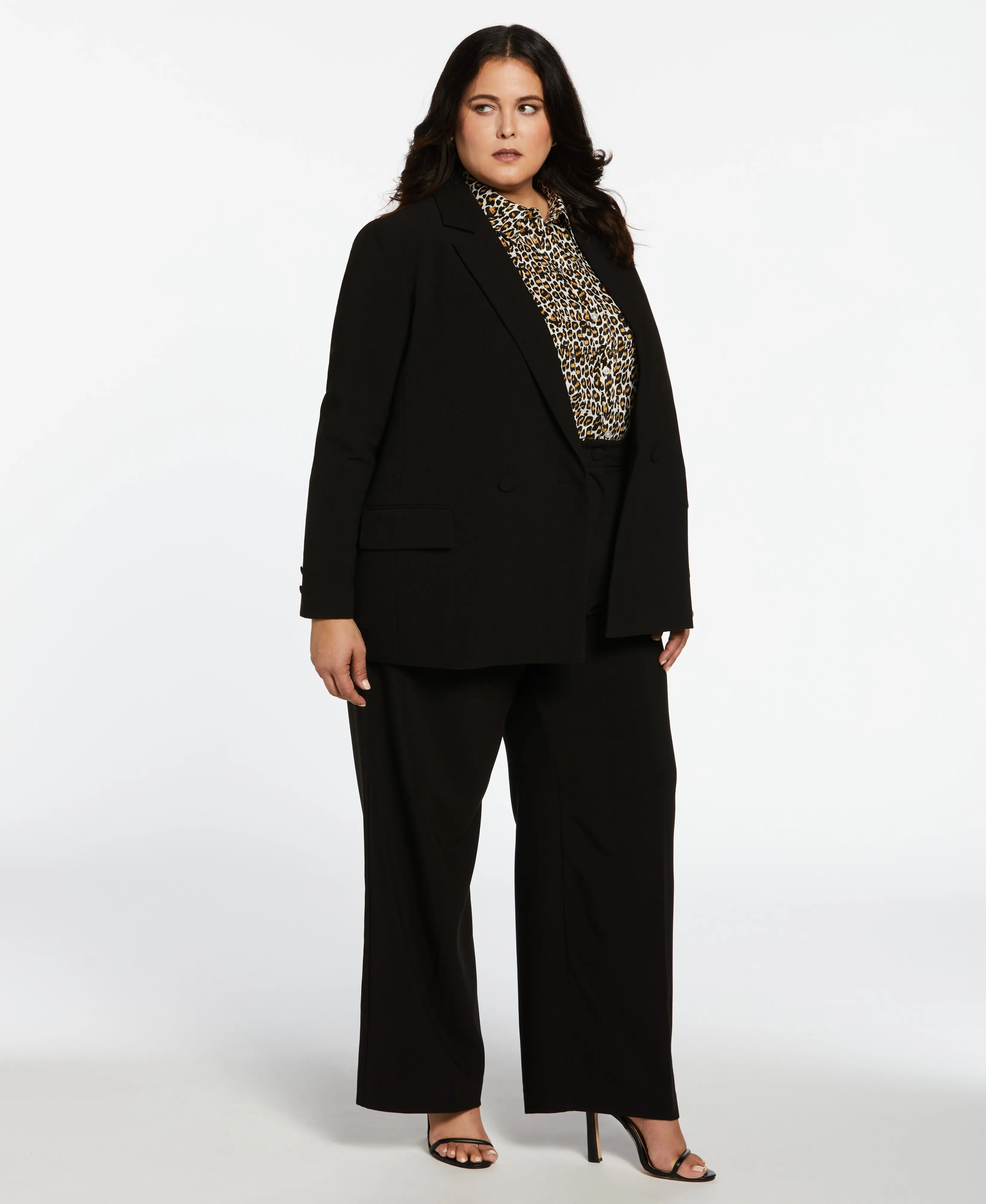 Plus Size Double Breasted Gabardine Blazer