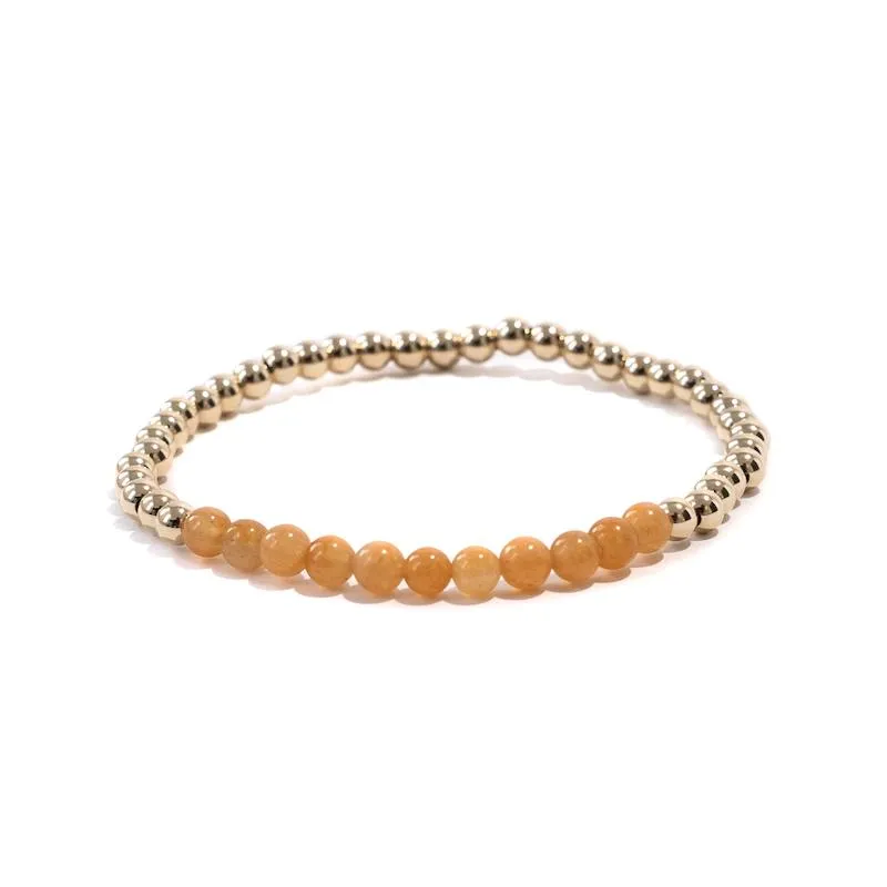 Red Aventurine Gold Beaded Gemstone Bracelet