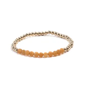 Red Aventurine Gold Beaded Gemstone Bracelet