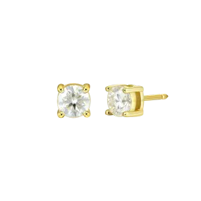 Round Cut Stud Earrings - Yellow Gold