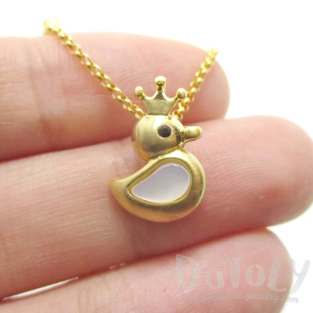 Rubber Ducky Shaped Pearl Pendant Necklace in Gold | DOTOLY