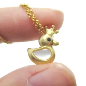 Rubber Ducky Shaped Pearl Pendant Necklace in Gold | DOTOLY