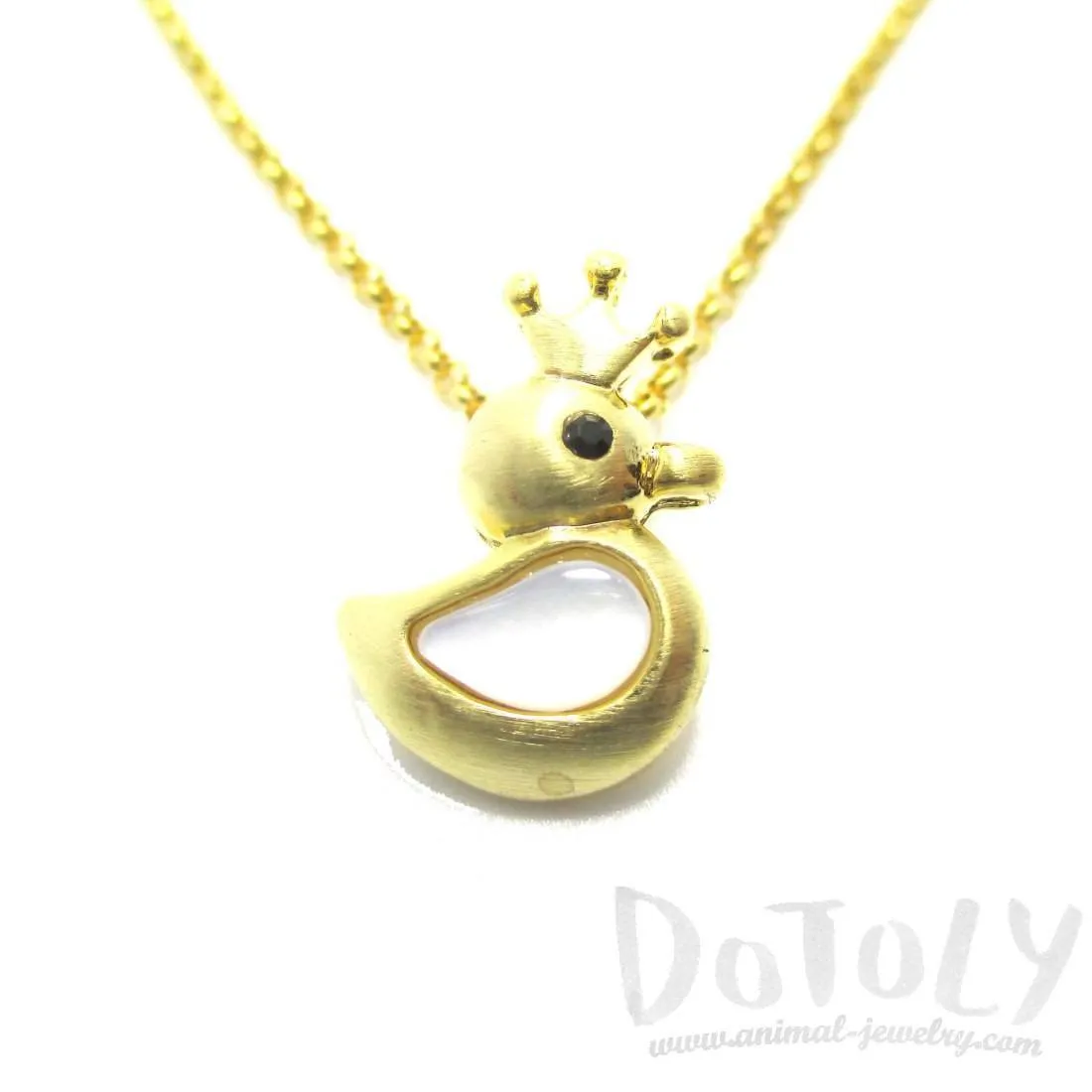 Rubber Ducky Shaped Pearl Pendant Necklace in Gold | DOTOLY