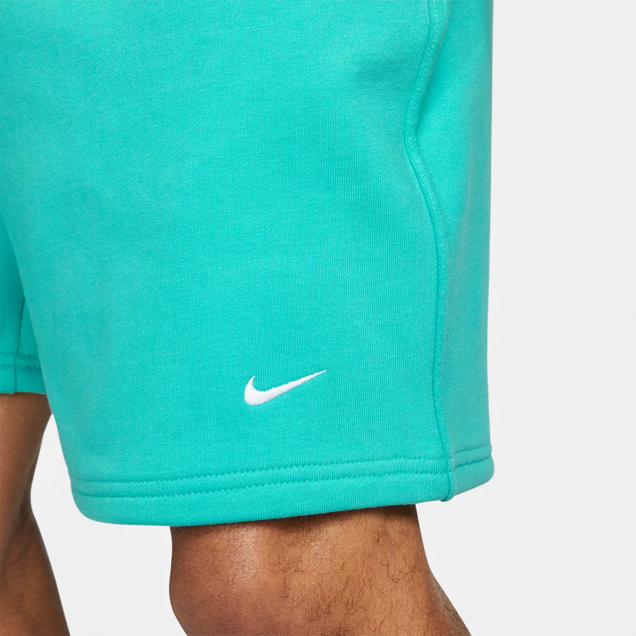 SOLOSWOOSH FLEECE SHORT WASHED TEAL WHITE