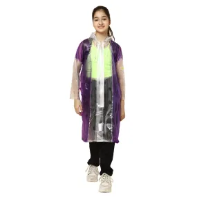 THE CLOWNFISH Archie Series Kids Waterproof PVC Longcoat with Adjustable Hood & Extra Space for Backpack/Schoolbag Holding. Plastic Pouch. Kid Age-10-11 years (Size-39-Green)