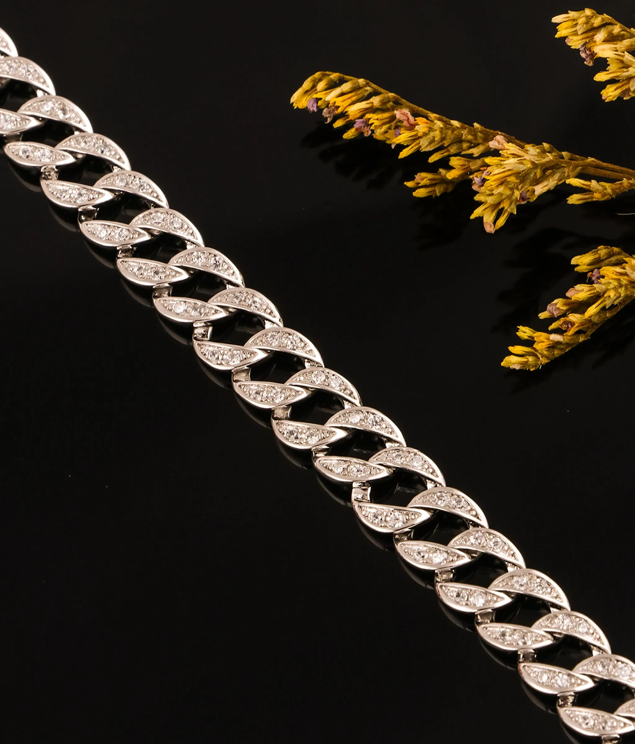 The Debonair Sparkle Silver Link Bracelet