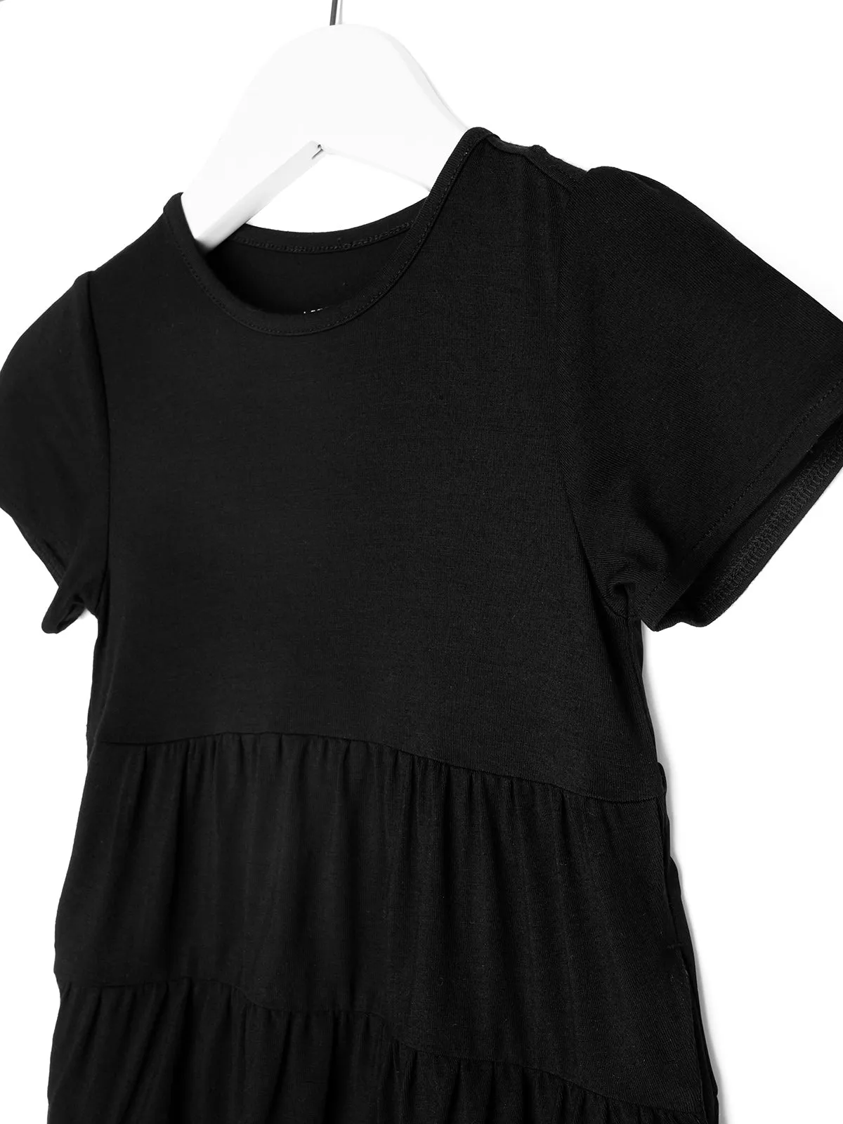 Tiered Jersey Dress - Black