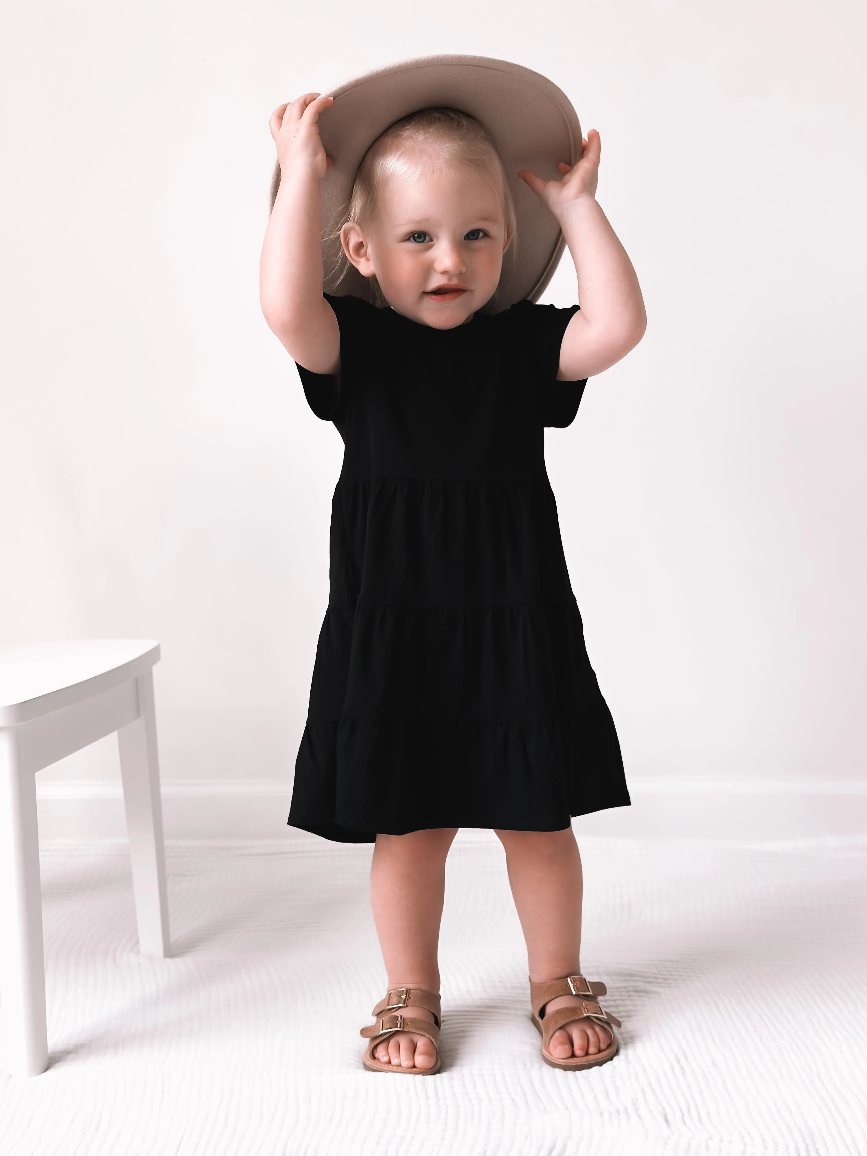 Tiered Jersey Dress - Black