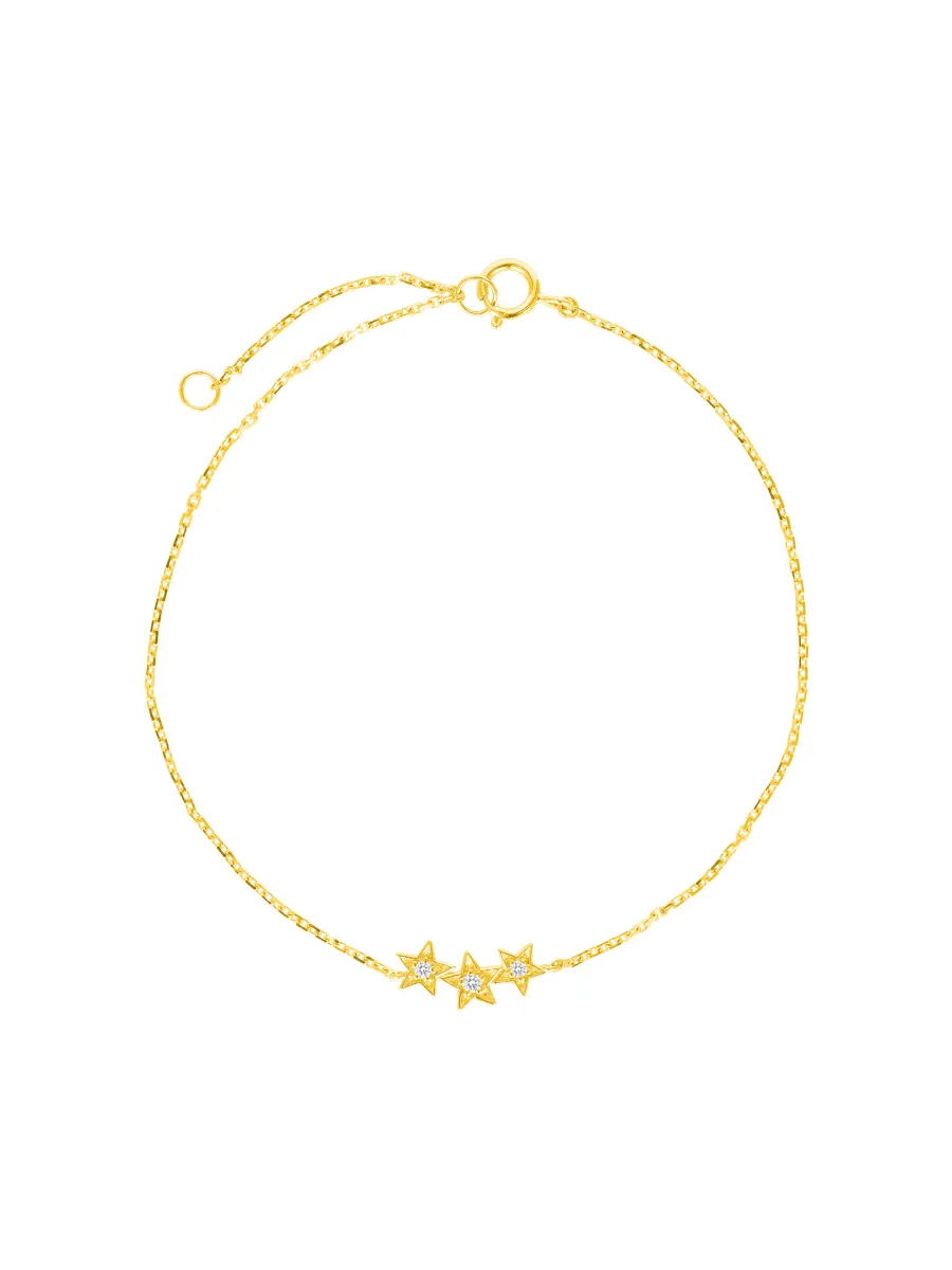 Trio Star Bracelet 14K