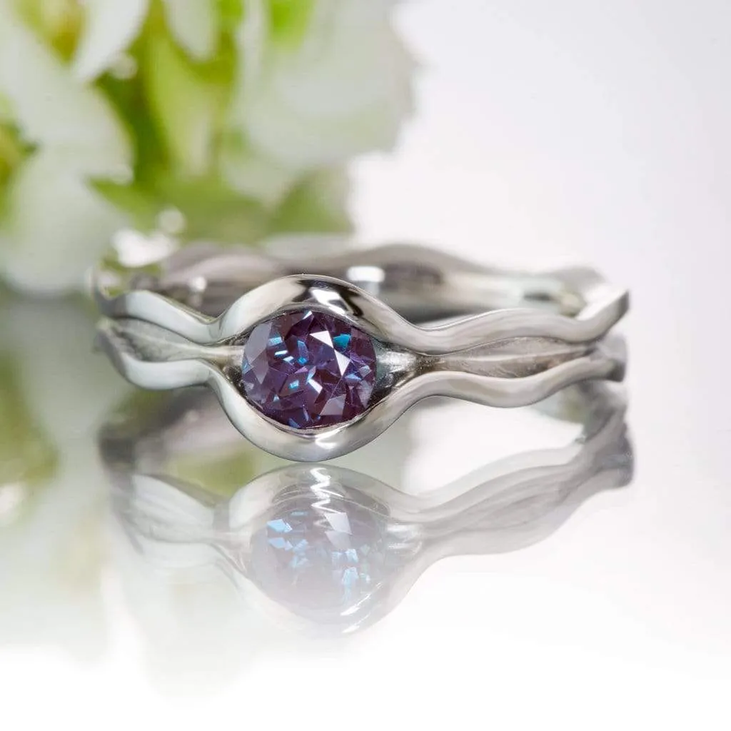 Wave Alexandrite Solitaire Engagement Ring