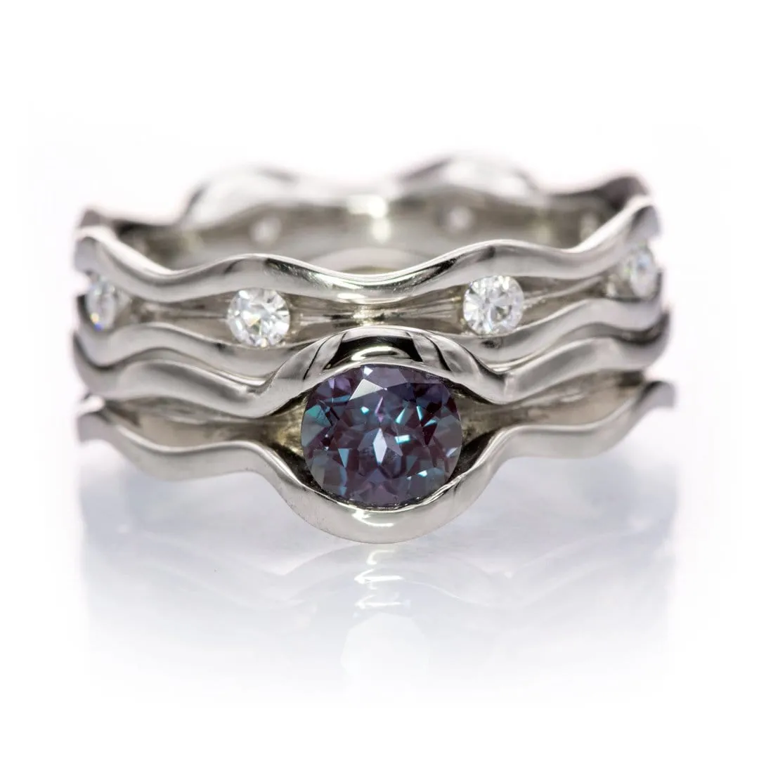 Wave Alexandrite Solitaire Engagement Ring