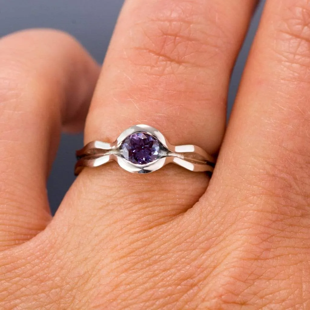 Wave Alexandrite Solitaire Engagement Ring