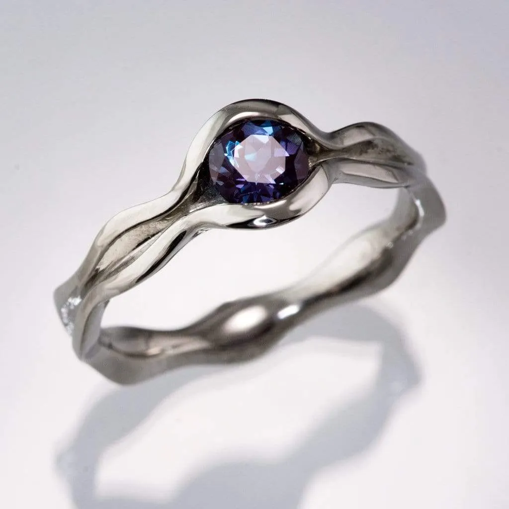 Wave Alexandrite Solitaire Engagement Ring