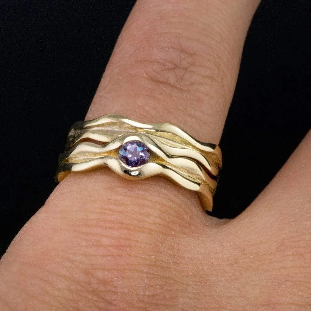 Wave Alexandrite Solitaire Engagement Ring