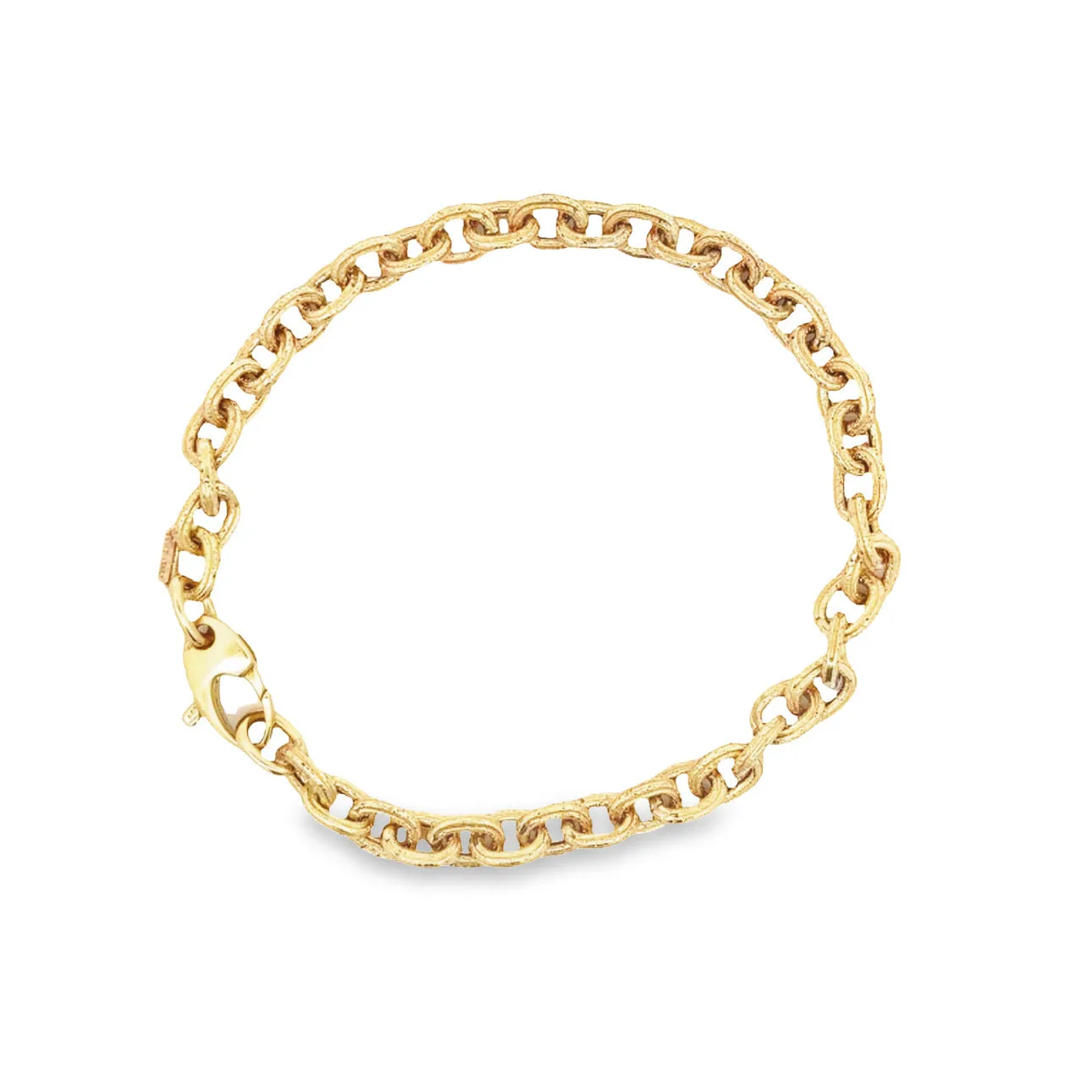 WD864 14kt Gold Textured Matte Short Paperlink Link Bracelet