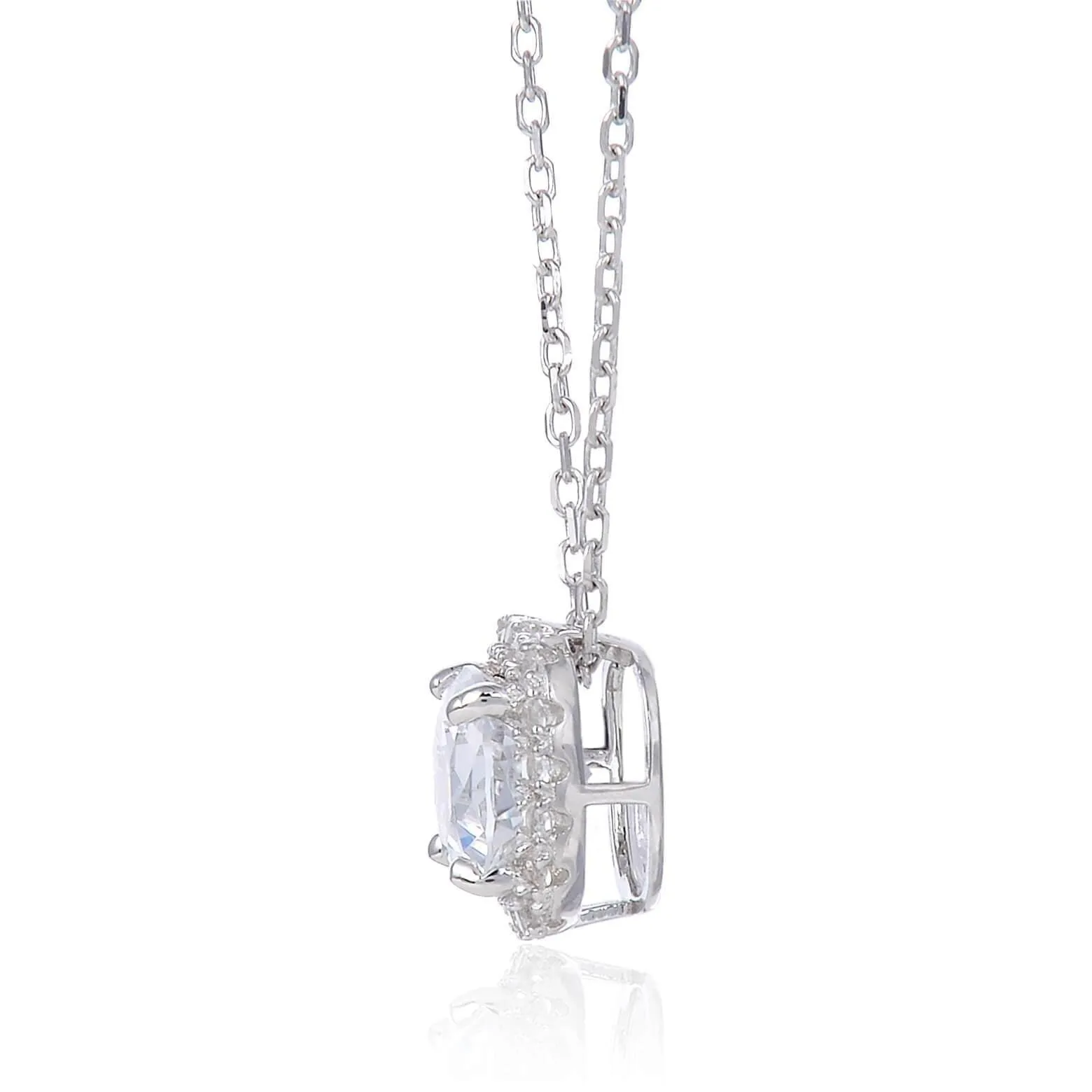 White Topaz Halo Necklace