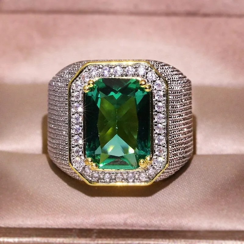 Yellow Gold Square Cut Emerald Ring